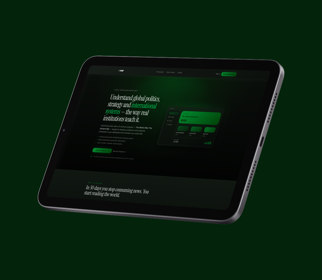 ICEUR online-kogukonna õppeportaal tahvelarvutis